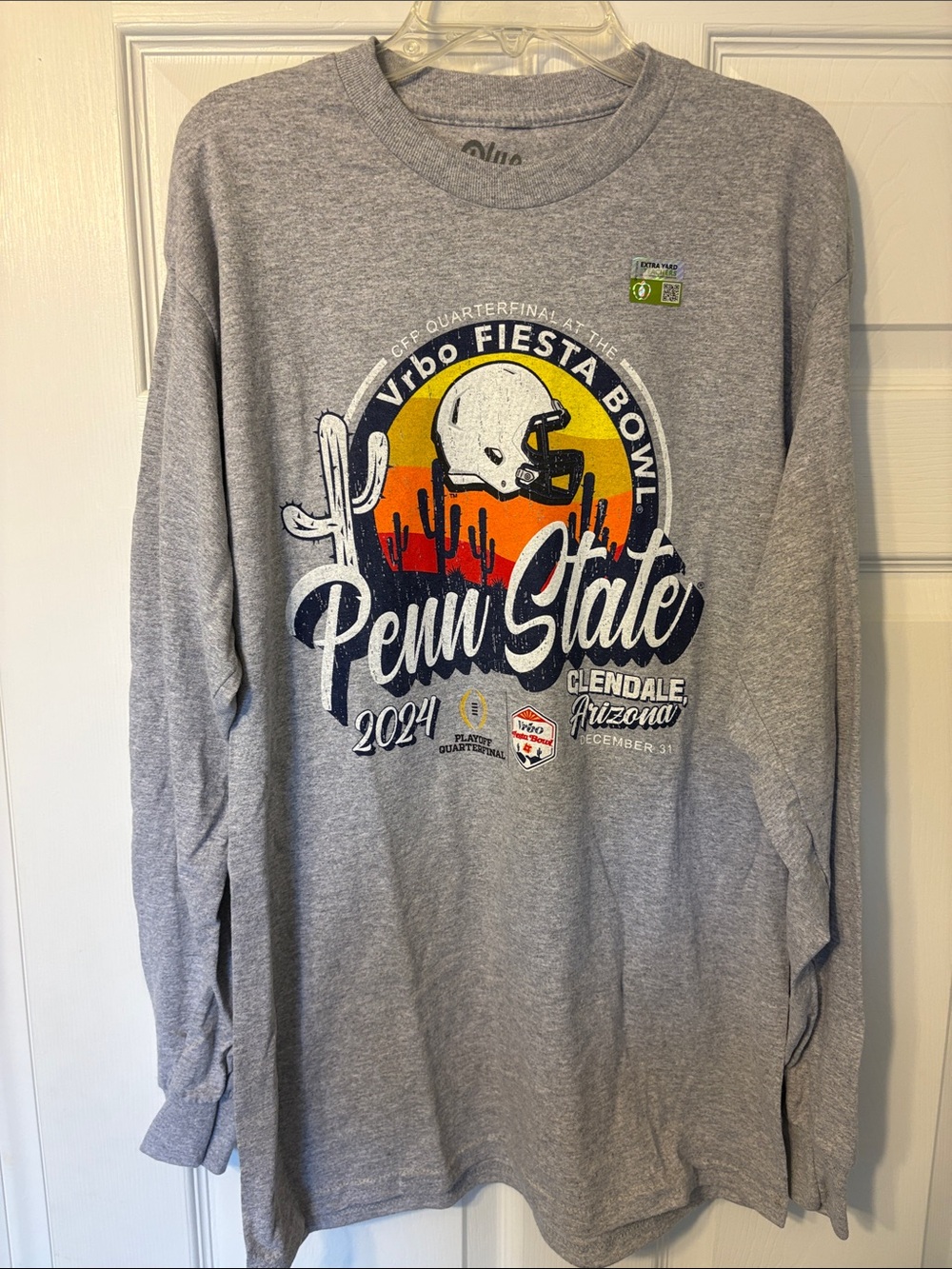 Blue 84 Penn State Fiesta Bowl Long Sleeve T-Shirt - Gray with Sunset Graphic